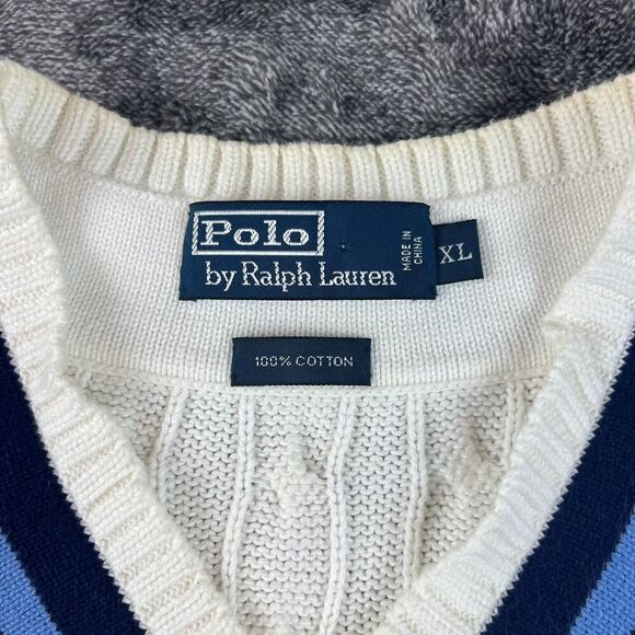 Vtg Polo Ralph Lauren Cricket Cable Knit Sweater Vest Tennis Logo Sleeveless XL - Picture 4 of 12